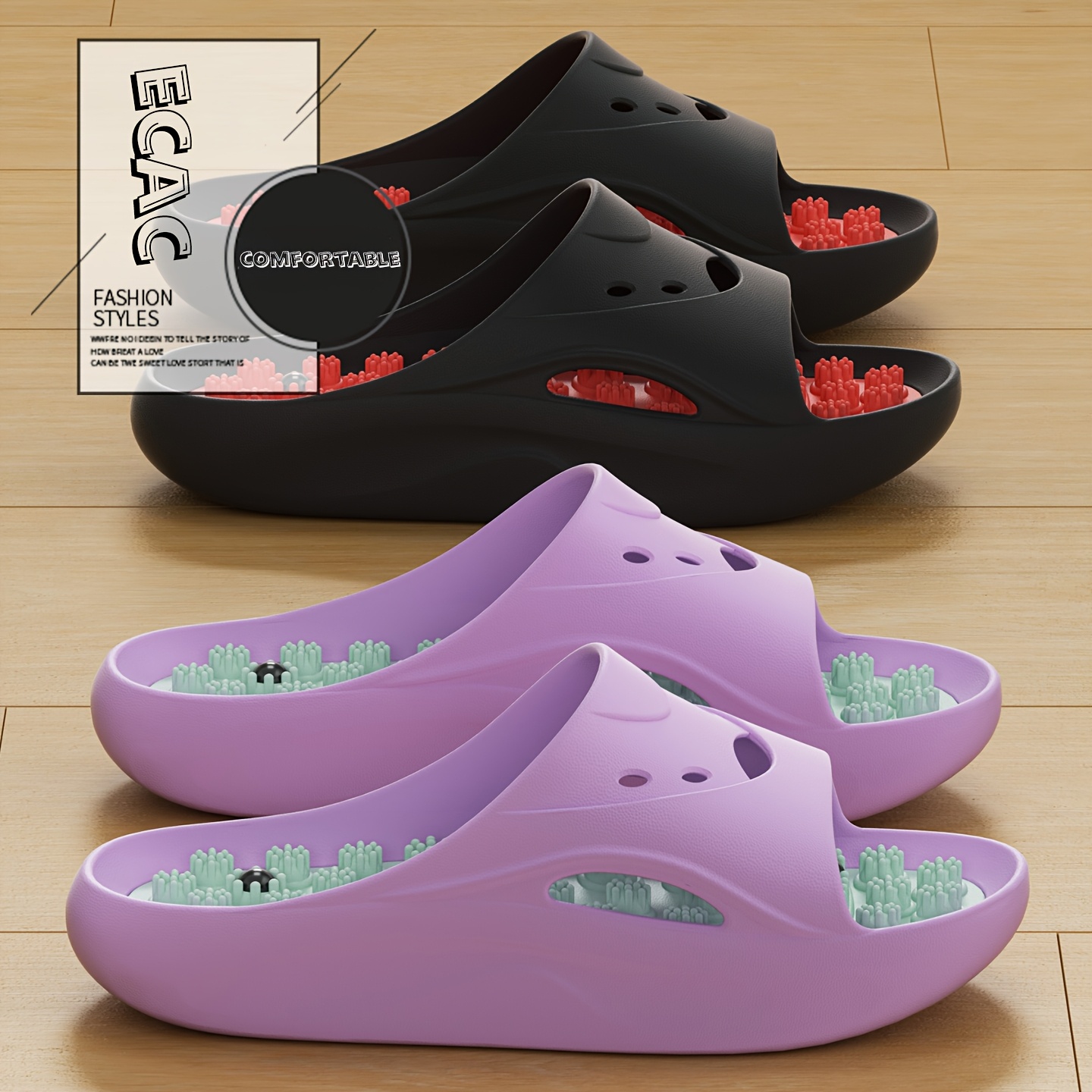 Men Shoes Size To Women - Kadın Erkek EVA Masaj Terlikleri Kalın