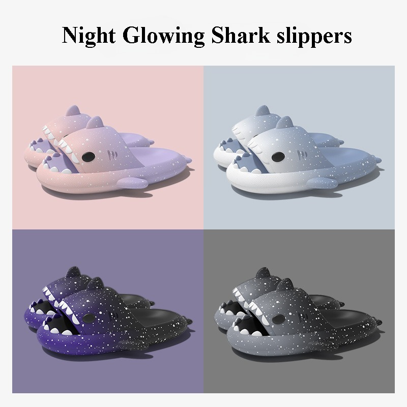Men Shoes Size To Women - Sevimli Karikatür Köpekbalığı Terlik Kadın Erkek