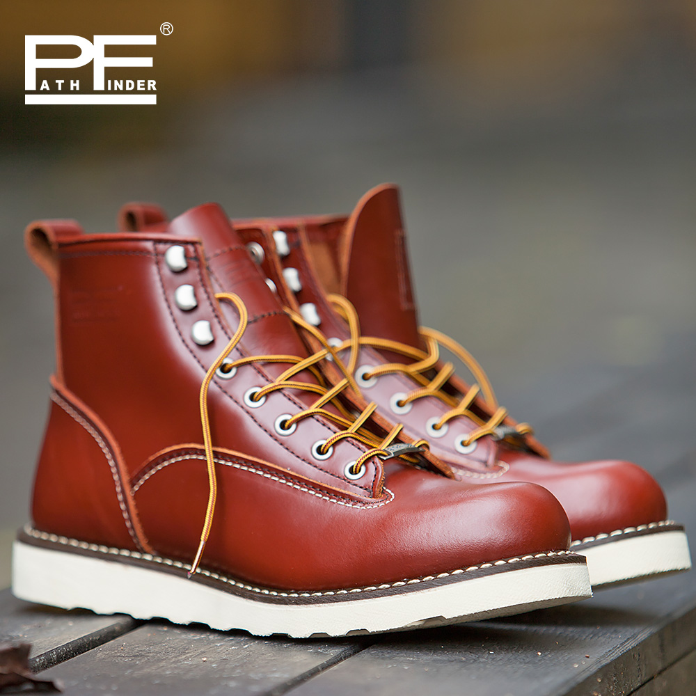 Work Boot Steel Toe - Erkek Modası Hakiki Deri Orta Boy