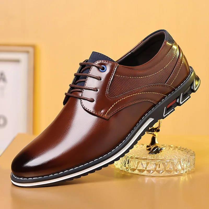 Men Shoes Elegant - Retro erkek iş deri ayakkabı moda
